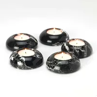 Set von 5 Schwarz Marmor Dome Teelicht Kerzenhalter - Teelichter enthalten.