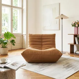 [en.casa] Bodensessel Kodsø Mikrofaser 75 x 90 x 100 cm Braun