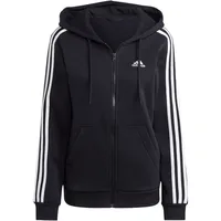 Adidas Damen Essentials 3-Stripes Full-Zip Fleece Hoodie, Black/White, XS