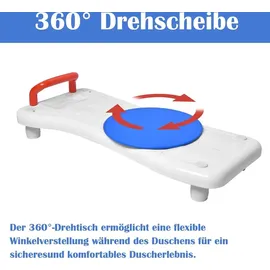 YARDIN Badewannenbrett Badewannensitz Senioren mit Seifenablage und Rot Griff, Einstellbar 70 x 31 cm, max. 150 kg