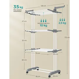 Songmics Wäscheständer 1,73 m weiß