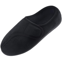 Git-up Diabetiker Hausschuhe Schuhe für Männer Arthritis Ödem Verstellbare Verschluss Memory Foam Hausschuhe, Black 15 - 48 EU