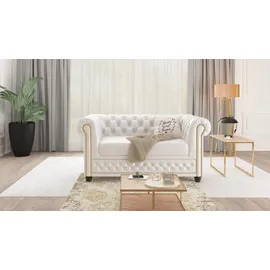 s-style möbel SITZGARNITUR 3+2+1 Chesterfield Morin Weiß Vegan Leder