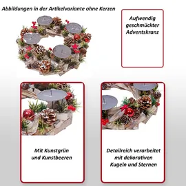 MCW Adventskranz, Grau, Mehrfarbig, Holz, 12 cm, Dekoration, Weihnachtsdekoration, Adventskränze