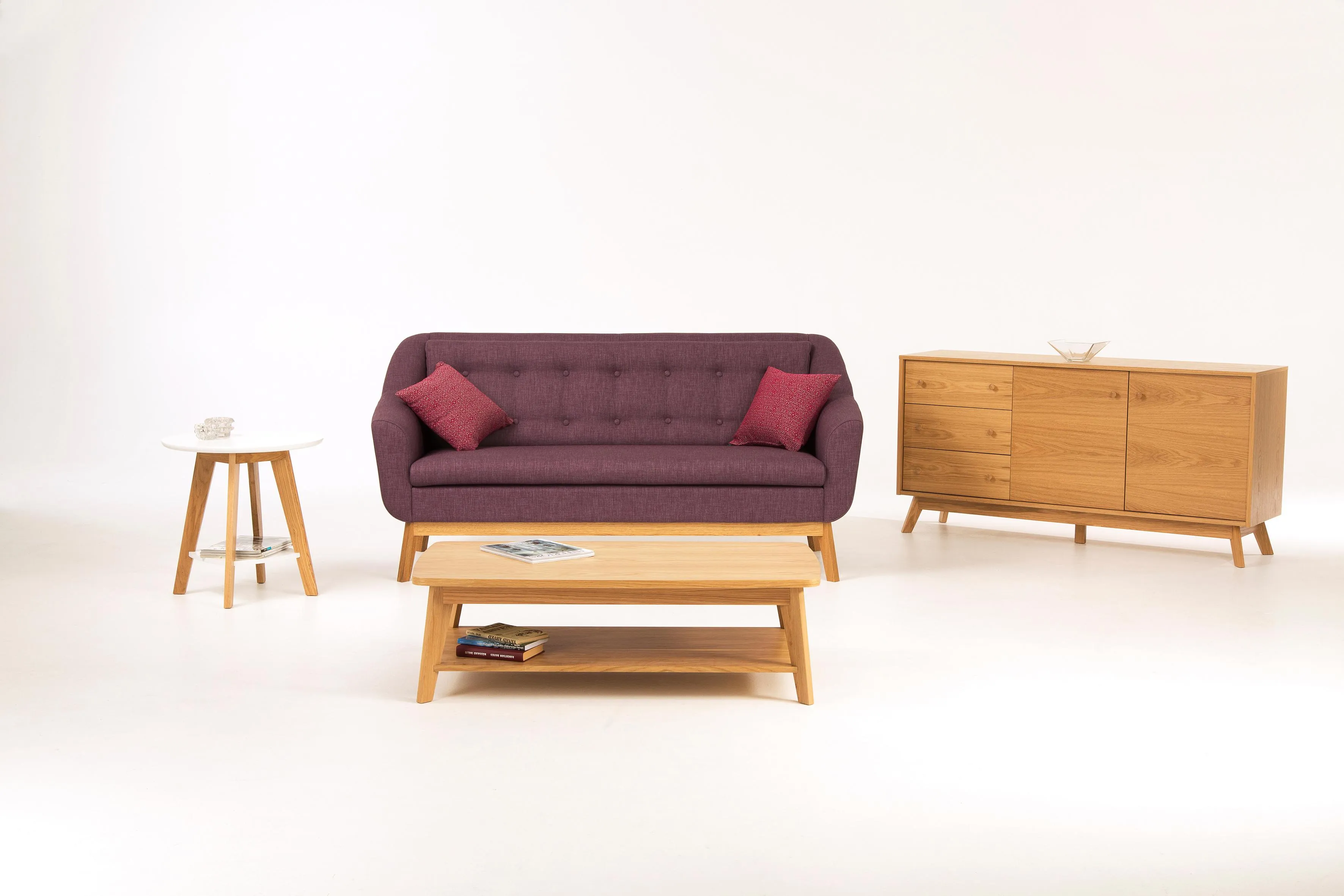 Woodman Couchtisch »Bórgvin«, Breite 115 cm, zeitloses Design, mit 1 Ablageboden, Holzfurnier Eiche Woodman eiche