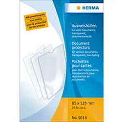 HERMA Ausweishülle 85 x 125 mm transparent für diverse Dokumente, Packung à 25 Stück
