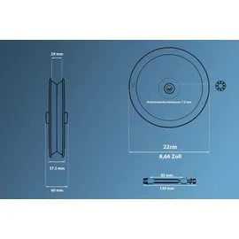 Non-branded 2 Stück Scheibenrad Anhänger Handwagen Laufrad 12 1/2 Zoll Stahl Rad Wippchen DDR Seifenkiste Blau