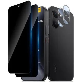 TUTUO Sichtschutz Schutzfolie für Xiaomi POCO X8 Pro Max 5G für Panzerglas, 2 Stück Privacy Schutzglas und 2 Stück Kameraschutz, 9H Härte Anti-Kratze Anti Spy Displayschutz