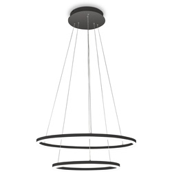 FABAS LED-Pendelleuchte Giotto Alu, Eisen, Stahl & Metall Schwarz 60 cm