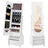 COSTWAY Schmuckschrank Freistehender Spiegel mit 2 Neigungswinkeln, Kinder weiß