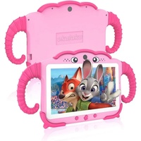 okulaku Lern App für Junge Mädchen Tablet (7", 32 GB, Android 10, 4G, Kinder Tablet,3+ Jahre mit Kindgerechte Hülle Quad Core WiFi Bluetooth) rosa
