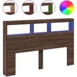 vidaXL LED-Kopfteil mit Ablage Braun Eichen-Optik 160x17x102 cm