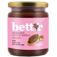 Bett’r Haselnuss Kakao Creme-Bio, Vegan und Organisch. Palmölfrei-12 x 250 g