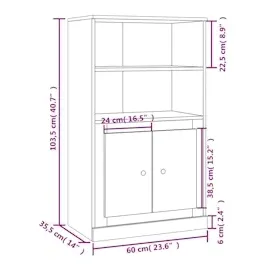 vidaXL Highboard Schwarz 60x35,5x103,5 cm Holzwerkstoff