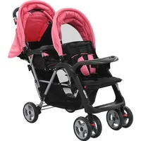 vidaXL Geschwisterwagen rosa und schwarz