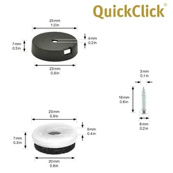 WAGNER QuickClick® Filzgleiter robust NATURAL - zum Schrauben, 4x Basis & Schraube & Einsatz Ø 25 mm, DE Ware - 15785200