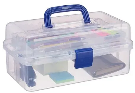 Transparente Plastikbox blau, relaxdays