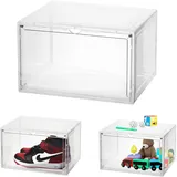 xocome Schuhbox, Transparente Stapelbare Schuh Boxen, Faltbar Durchsichtige Schuhboxen Schuhschrank Aufbewahrung Schuhe Kunststoff Schuhfür Schuhe bis 36 x 29 x 22 cm