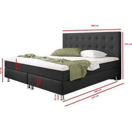 Inter Boxspringbett - anthrazit - H3 - 180x200 cm