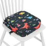 wooshwa Sitzerhöhung Stuhl Kind, kindersitzerhöhung Flexible Sitzerhöhung Sitzkissen Kinder mit 2 Sicherheits Schnalle Rutschfeste & Anti-Rutsch-Boden für Zuhause Unterwegs, 32x32x10 cm (Dinosaurier)