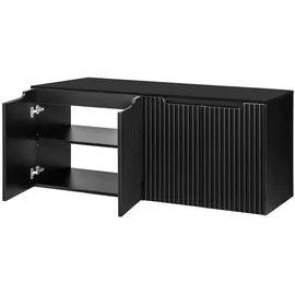 [en.casa] Waschbeckenunterschrank Skelbolu mit 4 Türen 160 x 60 x 40 cm Schwarz