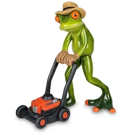 Formano lustige Frösche Figur Frosch mit Rasenmäher Poly 16 cm