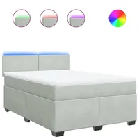 VidaXL Boxspringbett mit Matratze Hellgrau 160x200 cm Samt