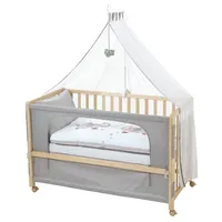 roba Room Bed Beistellbett natur inkl. Komplettset jumbo twins grau