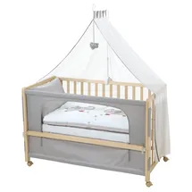 roba Room Bed Beistellbett natur inkl. Komplettset jumbo twins grau