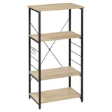 Woltu Küchenregal 60 x 40 x 124 cm Hell Eiche + Schwarz