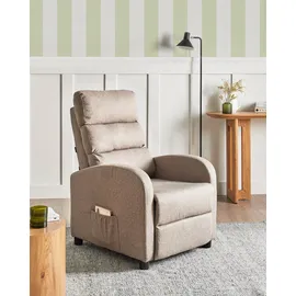 Beliani Fernsehsessel OTUS Stoff 67 x 75 x 89 cm Taupe mit verstellbarer Rückenlehne