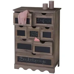 Kommode Venlo, Schubladenschrank mit Tafel, Shabby-Look Vintage MVG-zertifiziert 87x60x30cm ~ braun