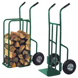 Toolland Sackkarre für Holz, Kaminholzwagen mit Rollen, Brennholzwagen, Holzwagen für Kaminholz, Holztransporter, Transportwagen luftbereift, Luftreifen, grün, Tragkraft 250 kg