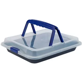 Testrut Backblech mit Transporthaube HUBELY, 42 x 29 cm - Grau - Blau - Stahl - Kunststoff - mit Transporthaube