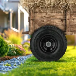 Relaxdays 2x Sackkarrenrad 10x3.00-4, luftbereifte Ersatzreifen, 17 mm Achse, 136 kg, Stahlfelge, 255x90 mm, schwarz