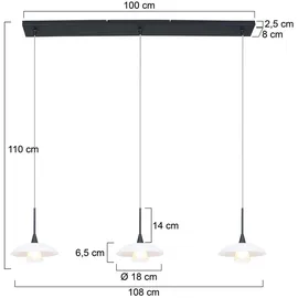 Steinhauer Hängeleuchte Pendellampe Hängelampe 3 flammig Glas Esstischleuchte schwarz