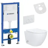 Belvit Spülrandloses Hänge WC Set mit WC-Sitz Weiß