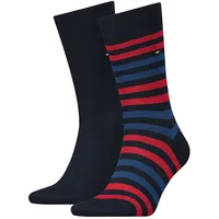 Tommy Hilfiger Herren Socken, Vorteilspack - Duo Stripe Sock, Strümpfe Rot 39-42