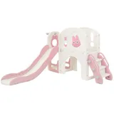 joyz Spielturm mit Rutsche und Basketballkorb 5 in 1 Rosa