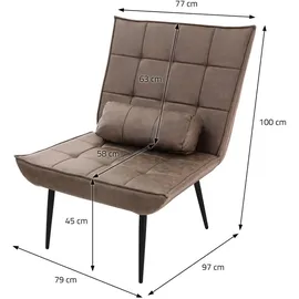 ML-Design Relaxsessel Kunstleder 97 x 100 x 79 cm Braun mit Rückenkissen