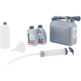 AL-KO Starter Set für Rasenmäher (Benzinkanister 5l, Motor-Service-Set, 2x Rasenmäheröl SAE 30) (113875)