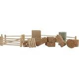 Kids Globe Farming Zubehör Set (mit Zäunen Heuballen Kartoffelkisten und Paletten 19tlg aus Holz 1:32) 610253, Bunt