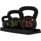 HOMCOM Kettlebell, 2,2kg, 4,5kg, 6,8kg Kugelhantel, 3er Set Kugelgewicht für Gymnastik, Krafttraining, Schwarz   Aosom