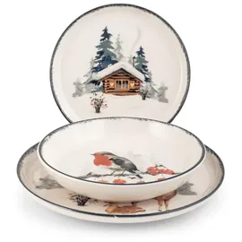 H&H Servizio Tavola Natalizio 18-tlg. Frosty