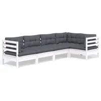 vidaXL Garten-Lounge-Set 5-tlg. weiß Kiefernholz