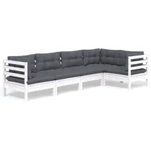 vidaXL Garten-Lounge-Set 5-tlg. weiß Kiefernholz