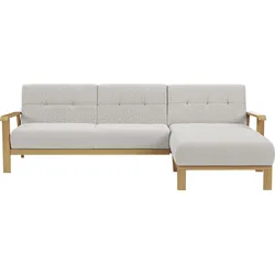 Ecksofa SIT & MORE "Billund L-Form", beige, B:264cm H:88cm T:183cm, 100% Polyester, Sofas, Armlehnen aus eichefarbigem Buchenholz, verschiedene Bezüge und Farben