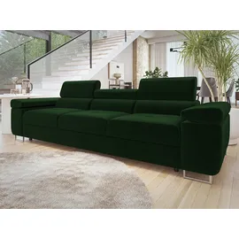 Mirjan24 Sofa, Grün, Textil, 3-Sitzer, Rechteckig, 263x90x102 cm, Wohnzimmer, Sofas & Couches, Sofas