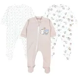 TupTam Unisex Schlafstrampler 3er Pack Baumwolle mit Reissverschluss, Farbe: Bärchen Sterne Beige, Größe: 80 - 80