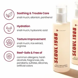 ksecret SEOUL 1988 Essence: Snail Mucin 97% + Rice - Gesichtsessenz 100 ml